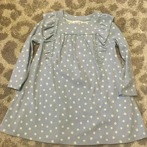 Cat & Jack Blue Polka Dot Corduroy Ruffle Dress 3T